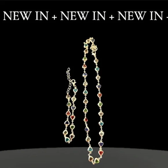 Set- Chic Multicolor Beaded Heart Necklace and Bracelet - Picture 9 of 13